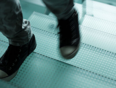 Treppe aus Glasstufen 