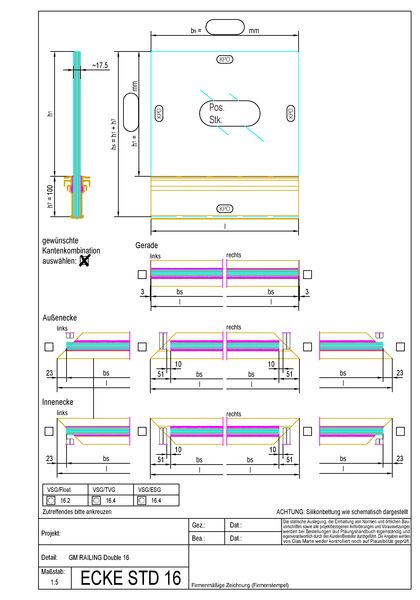 Bestellformular Glasgeländer-System GM RAILING® DOUBLE 16