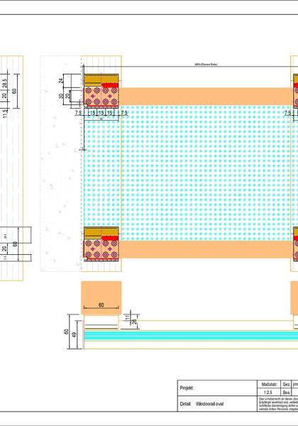 Detailzeichnung: Glas Marte Glasgeländer-System für Französische Fenster GM WINDOORAIL® OVAL (PDF)