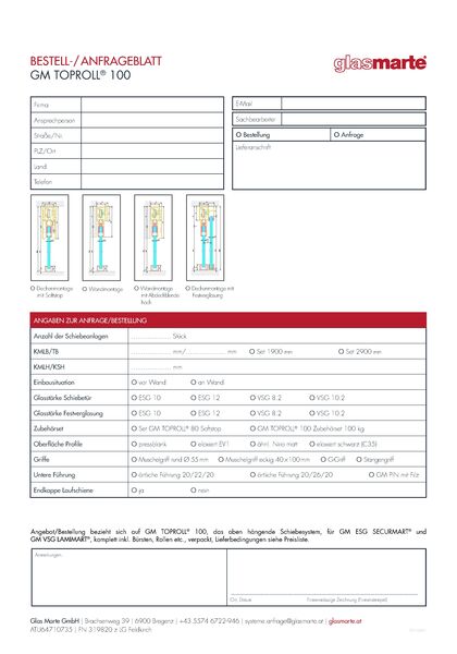 Anfrage-/Bestellformular: GM TOPROLL® 100 
