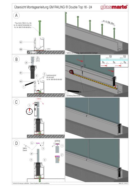Montageanleitung Glasgeländer-System GM RAILING® DOUBLE TOP