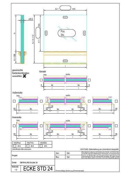 Bestellformular Glasgeländer-System GM RAILING® DOUBLE 24
