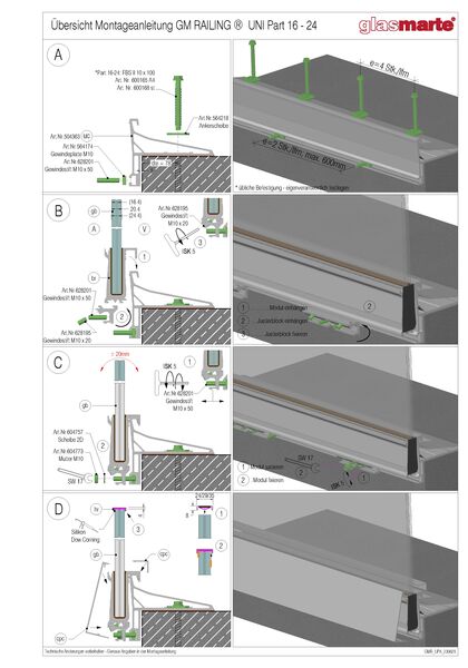 Montageanleitung: Glasgeländer-System GM RAILING® UNI PART