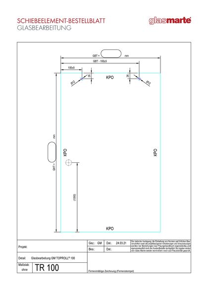 Bestellblatt: GM TOPROLL® 100 Schiebeelement